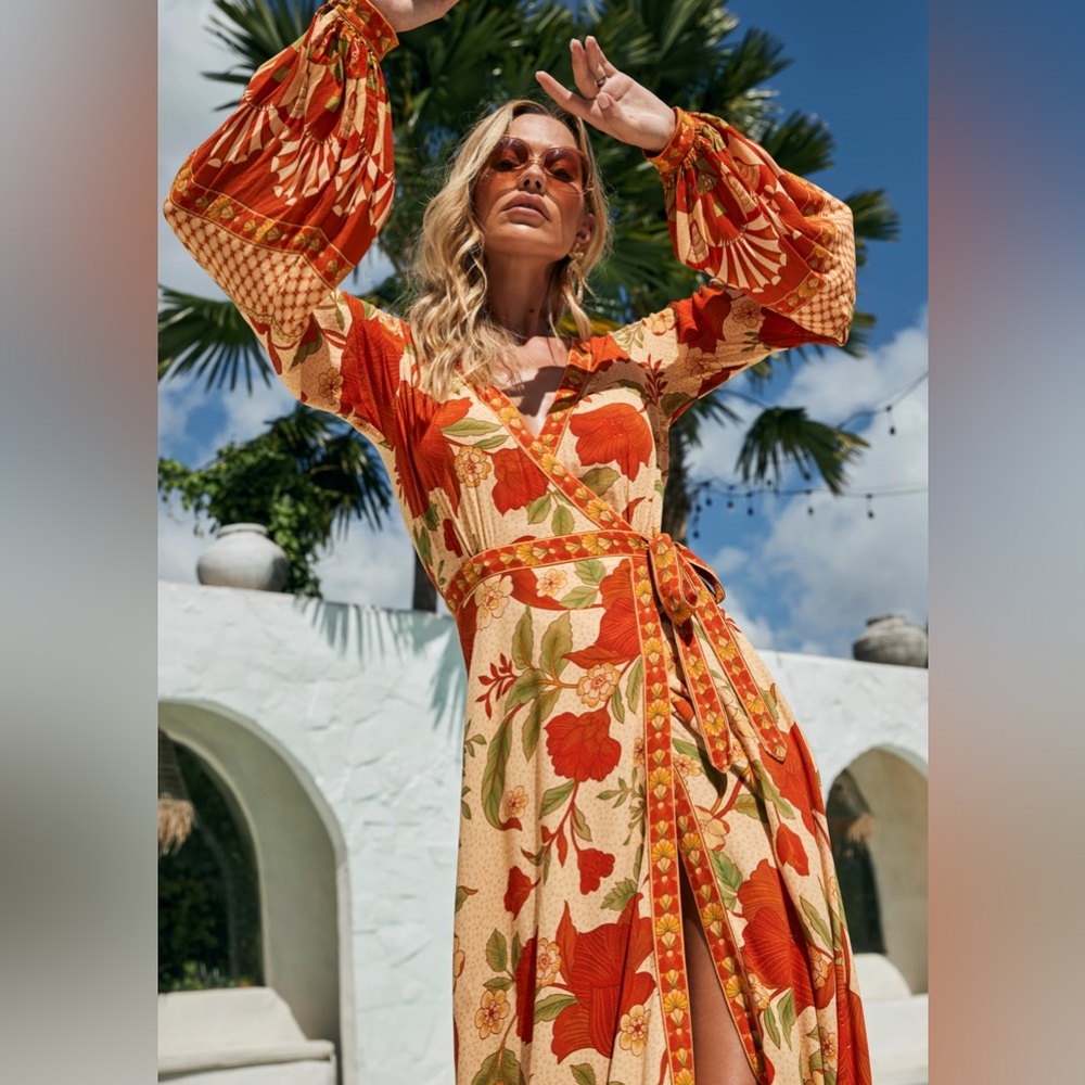 Nine Lives Bazaar Allure Maxi Wrap Dress - Rose - Picture 10 of 11